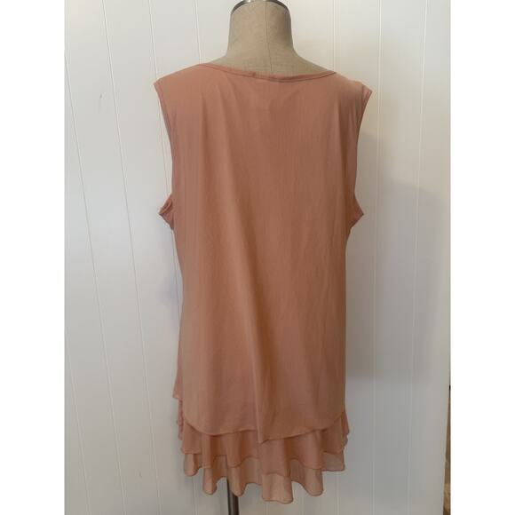 Forgotten Grace Tank Top Womens 2XL Pink Lace Floral Sheer Layered Boho Style - Picture 6 of 12